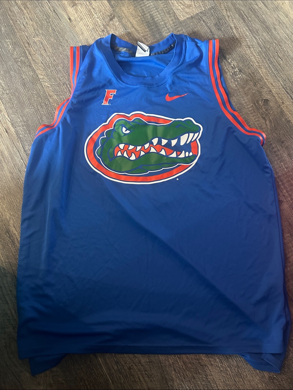 Nike Blue and Orange Athletic Jersey with Swoosh